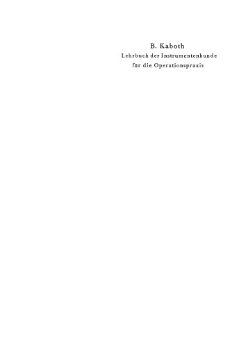 Lehrbuch der Instrumentenkunde für die Operationspraxis