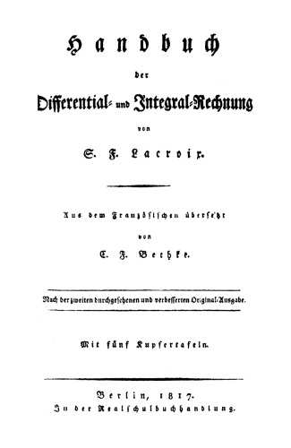 Handbuch der Differential- und Integral-Rechnung