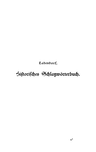 Historisches Schlagwörterbuch: Ein Versuch