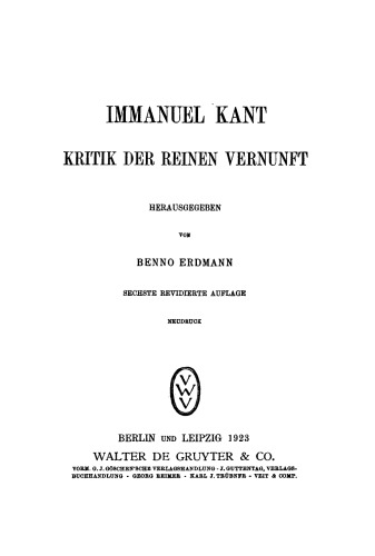 Kritik der reinen Vernunft