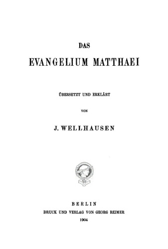 Das Evangelium Matthaei
