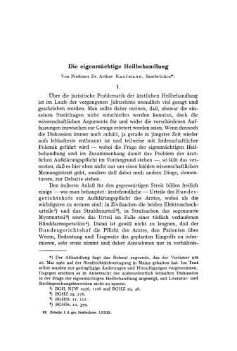Die eigenmächtige Heilbehandlung