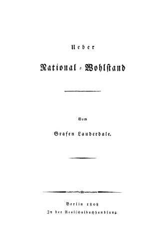 Ueber National-Wohlstand