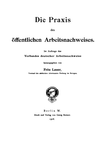 Die Praxis des öffentlichen Arbeitsnachweises