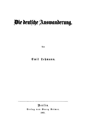 Die deutsche Auswanderung