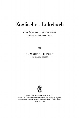 Englisches Lehrbuch: Einführung. Sprachlehre. Gesprächsbeispiele