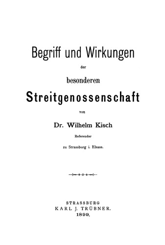 Begriff und Wirkungen der besonderen Streitgenossenschaft