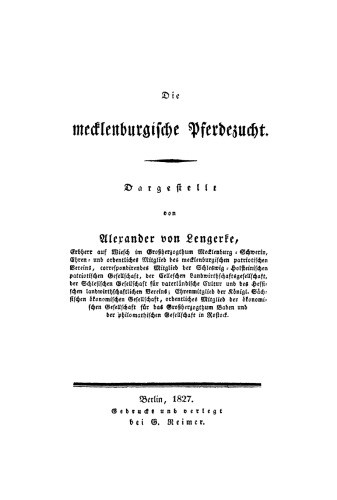 Die mecklenburgische Pferdezucht