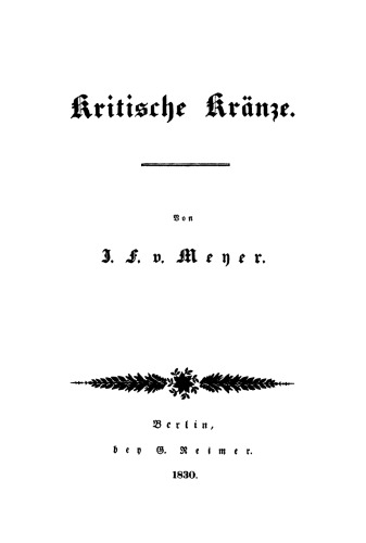 Kritische Kränze