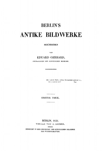 Berlin’s antike Bildwerke: Teil 1