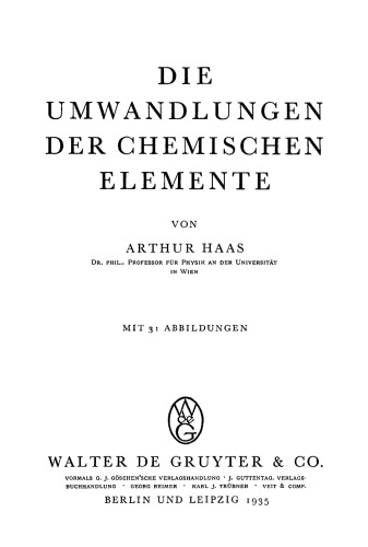 Die Umwandlungen der chemischen Elemente
