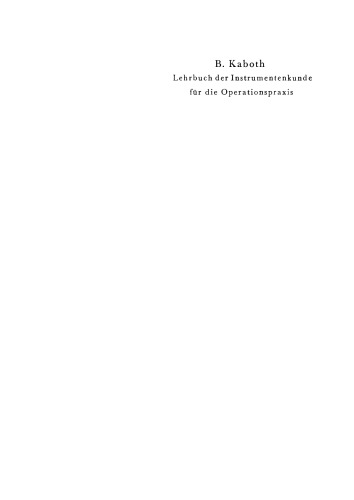 Lehrbuch der Instrumentenkunde für die Operationspraxis