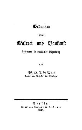 Gedanken über Malerei und Baukunst besonders in kirchlicher Beziehung