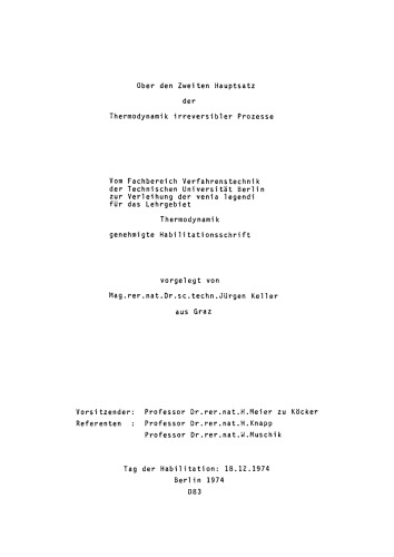 Über den zweiten Hauptsatz der Thermodynamik irreversibler Prozesse