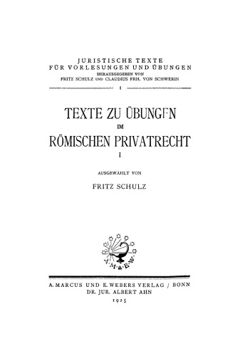 Texte zu Übungen im Römischen Privatrecht, Teil 1