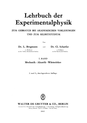 Lehrbuch der Experimentalphysik: Band 1 Mechanik – Akustik – Wärmelehre