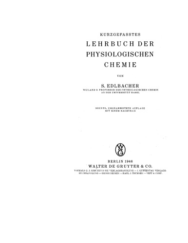 Kurzgefasstes Lehrbuch der physiologischen Chemie