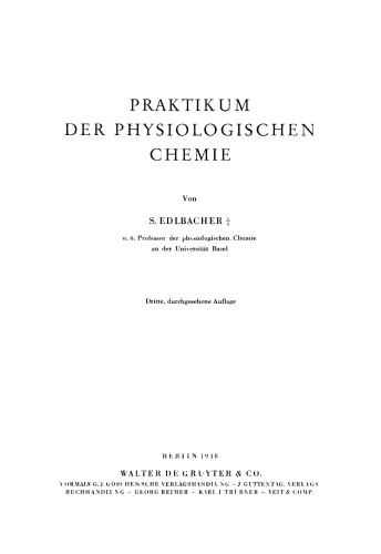 Praktikum der physiologischen Chemie