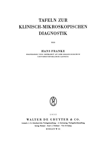 Tafeln zur klinisch-mikroskopischen Diagnostik