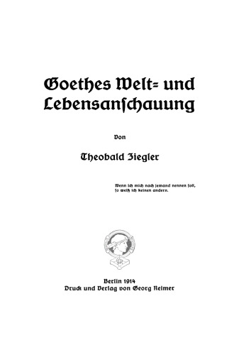 Goethes Welt- und Lebensanschauung