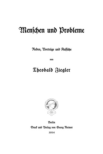Menschen und Probleme: Reden, Vorträge und Aufsätze