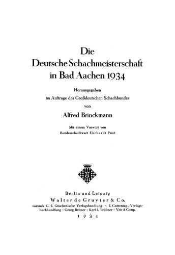 Die Deutsche Schachmeisterschaft in Bad Aachen 1934