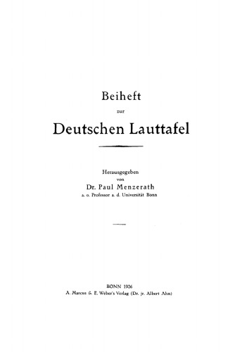 Beiheft zur Deutschen Lauttafel