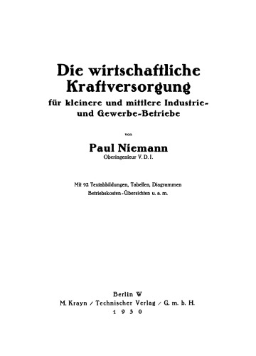 Die wirtschaftliche Kraftversorgung für kleinere und mittlere Industrie- und Gewerbe