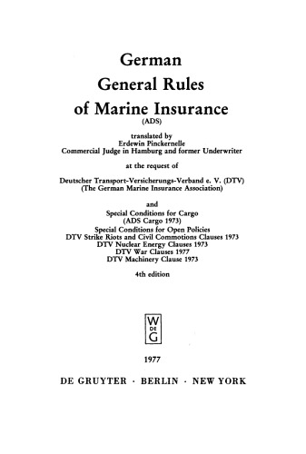 German general rules of marine insurance. - ADS -