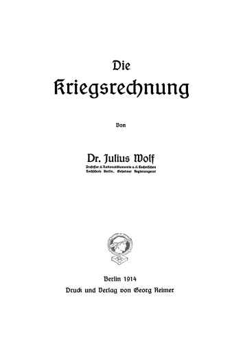 Die Kriegsrechnung