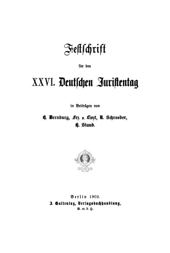 Festschrift für den 26. Deutschen Juristentag