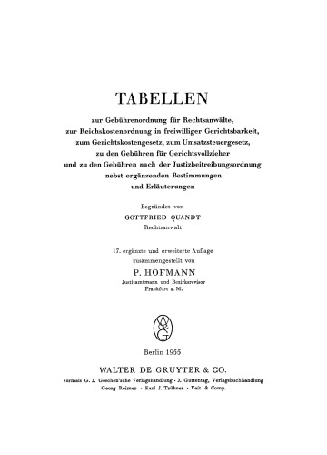 Tabellen zur Gebührenordnung für Rechtsanwälte, zur Reichskostenordnung in freiwilliger Gerichtsbarkeit, zum Gerichtskostengesetz, zum Umsatzsteuergesetz, zu den Gebühren für Gerichtsvollzieher und zu den Gebühren nach der Justizbeitreibungsordnung: Nebst ergänzenden Bestimmungen und Erläuterungen