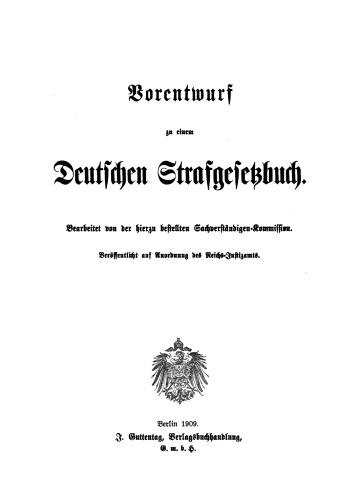 Vorentwurf zu einem deutschen Strafgesetzbuch