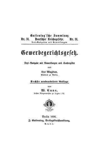 Gewerbegerichtsgesetz: Text-Ausgabe mit Anmerkungen und Sachregister