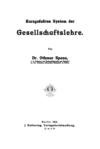 Kurzgefasstes System der Gesellschaftslehre