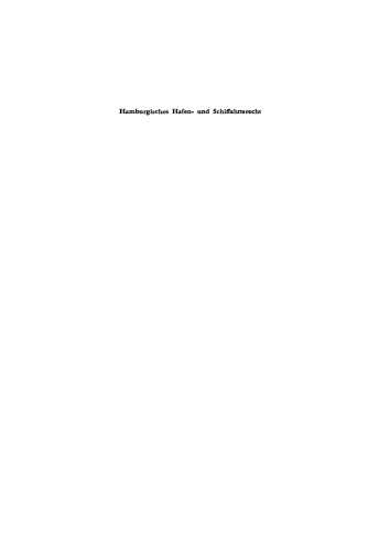 Hamburgisches Hafen- und Schiffahrtsrecht
