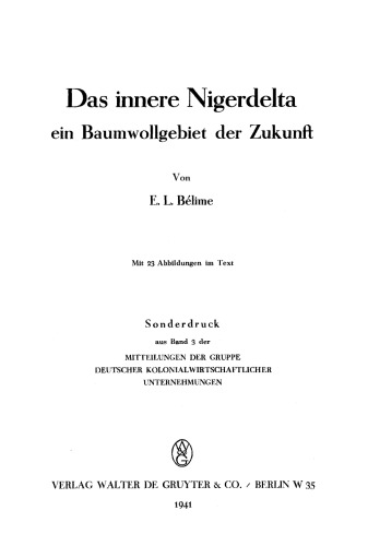 Das innere Nigerdelta, ein Baumwollgebiet der Zukunft
