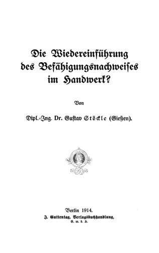 Die Wiedereinführung des Befähigungsnachweises im Handwerk?
