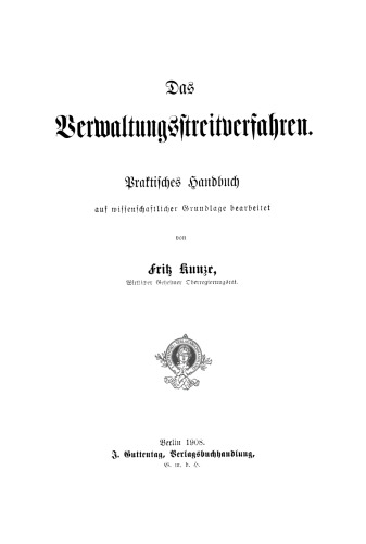 Das Verwaltungsstreitverfahren: Praktisches Handbuch auf wissenschaftlicher Grundlage