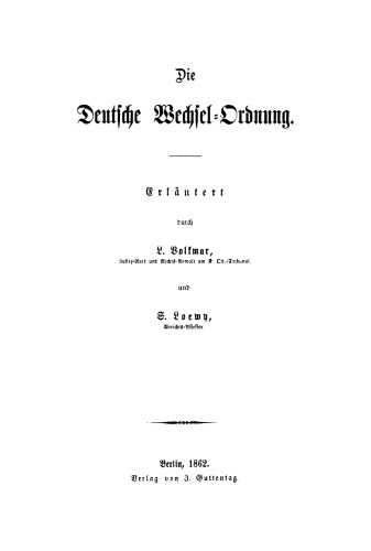 Die Deutsche Wechsel-Ordnung