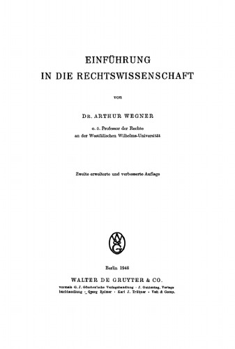 Einführung in die Rechtswissenschaft