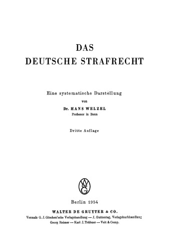 Das deutsche Strafrecht: Eine systematische Darstellung