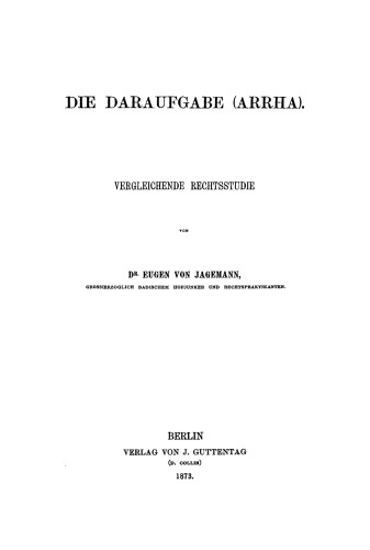 Die Daraufgabe (Arrha): Vergleichende Rechtsstudie