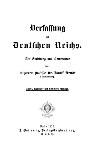 Verfassung des Deutschen Reichs: Mit Einleitung und Kommentar
