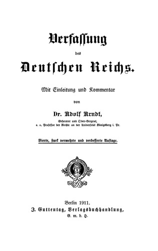 Verfassung des Deutschen Reichs: Mit Einleitung und Kommentar