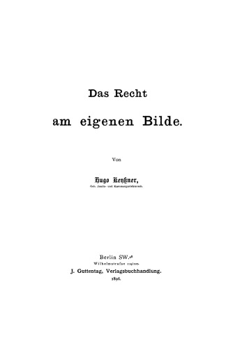 Das Recht am eigenen Bilde