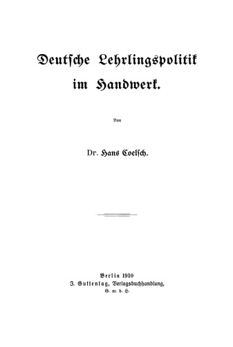 Deutsche Lehrlingspolitik im Handwerk