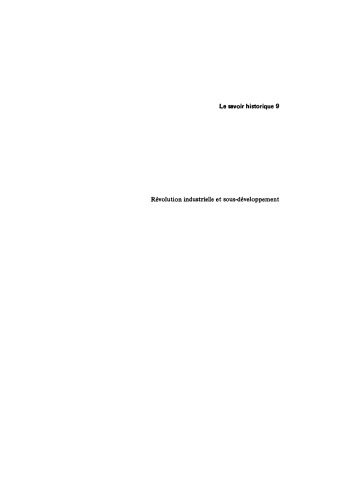 Révolution industrielle et sous-développement