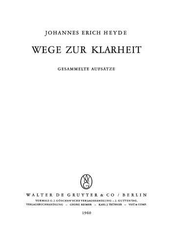 Wege zur Klarheit: Gesammelte Aufsätze