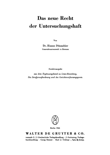 Das neue Recht der Untersuchungshaft